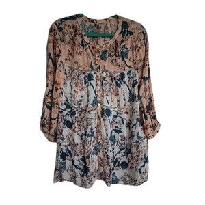 Women's Lucky Brand 3/4 Sleeve Peasant Top Blouse Size 1X